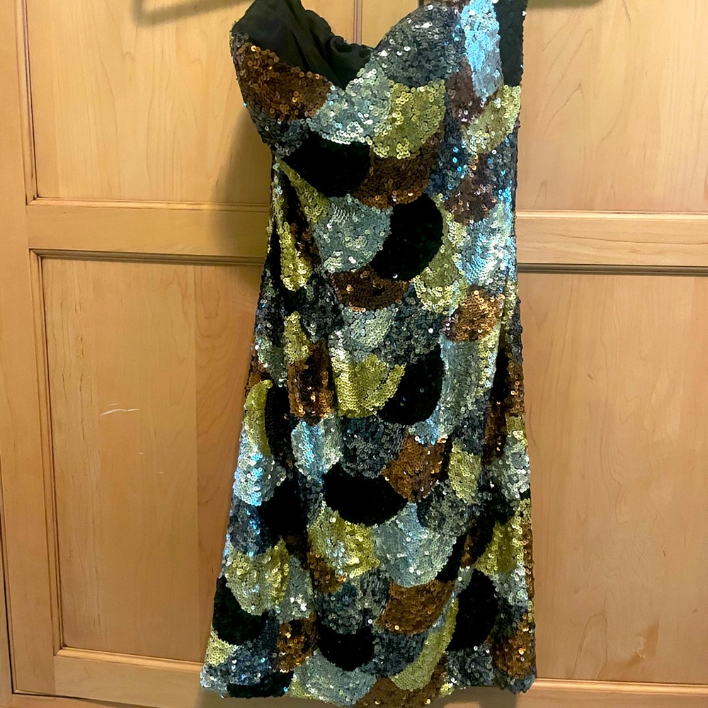 Jovani Sequin Mini Dress - Gold/Bronze/Silver - Size 0